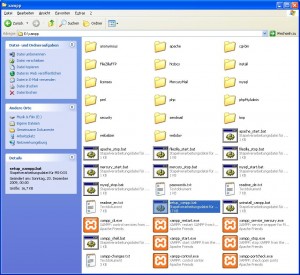 Ordnerstruktur von XAMPP nach dem Entpacken